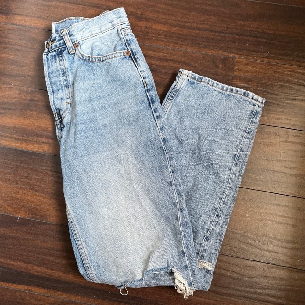 Topshop Light Blue Straight Leg Jeans